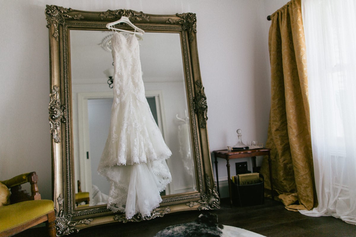 wedding dress on mirror - pronovias dress wedding photography melbourne