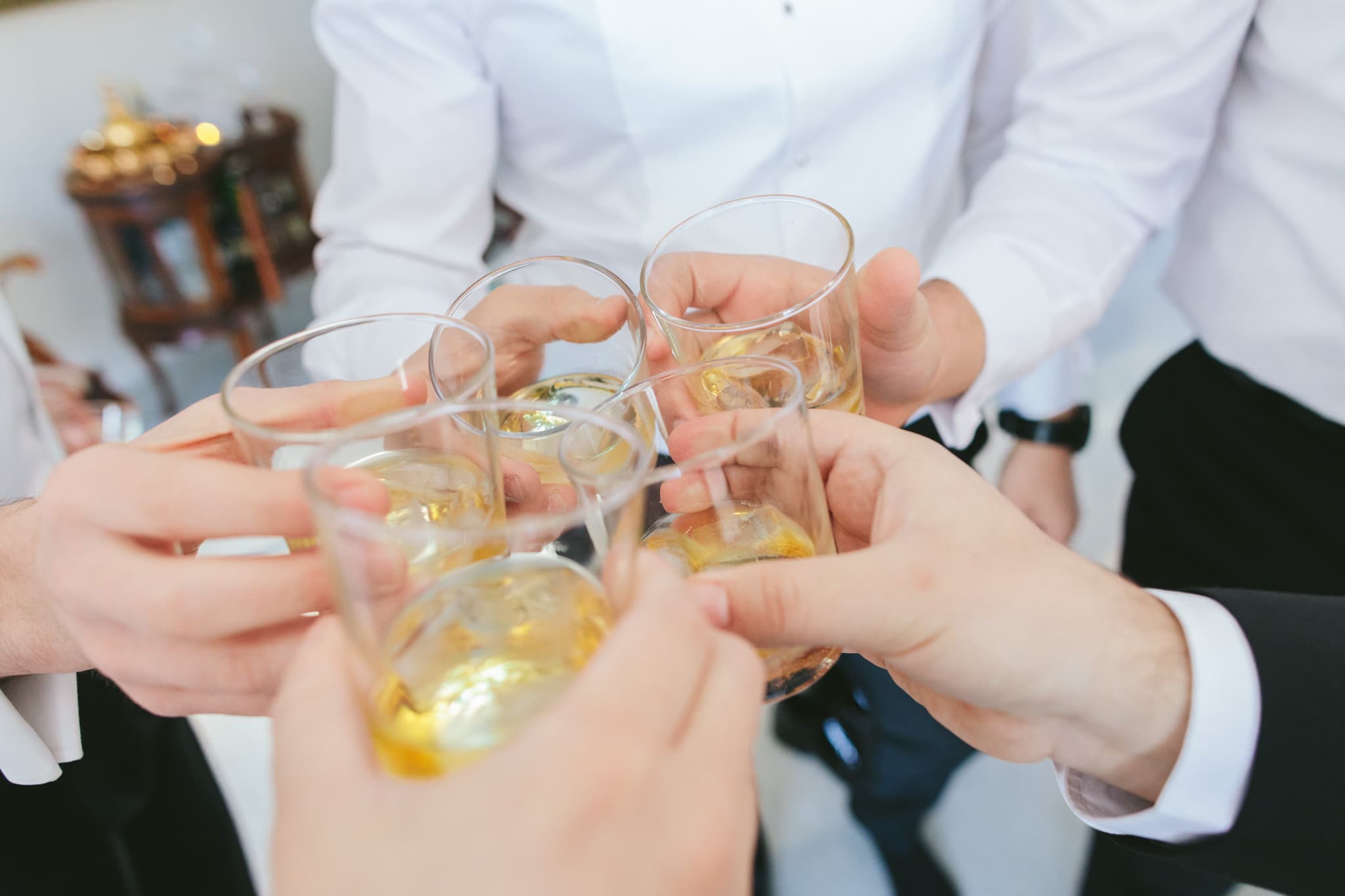 whiskey glasses - groomsmen drinking